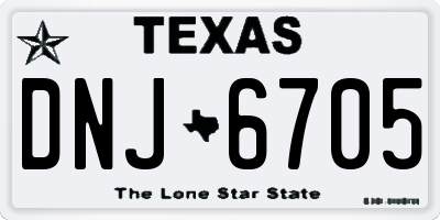 TX license plate DNJ6705
