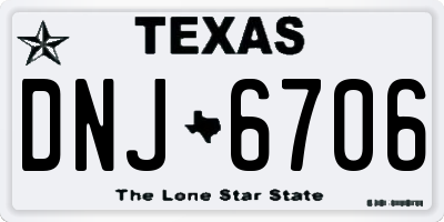 TX license plate DNJ6706