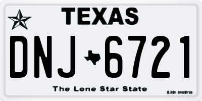 TX license plate DNJ6721