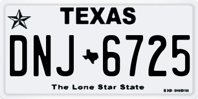 TX license plate DNJ6725