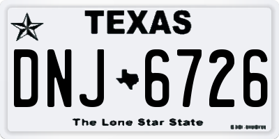TX license plate DNJ6726
