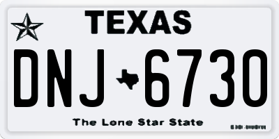 TX license plate DNJ6730