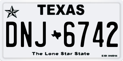 TX license plate DNJ6742