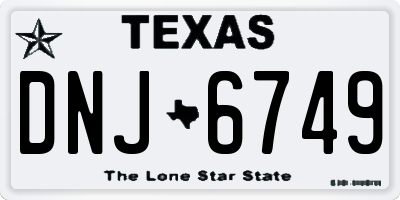 TX license plate DNJ6749