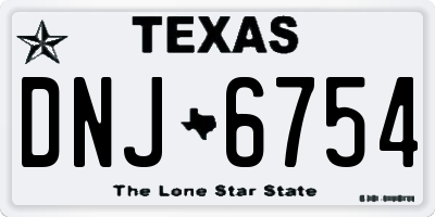 TX license plate DNJ6754