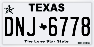 TX license plate DNJ6778