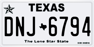TX license plate DNJ6794