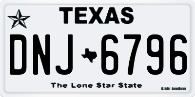 TX license plate DNJ6796