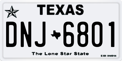 TX license plate DNJ6801