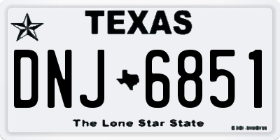 TX license plate DNJ6851
