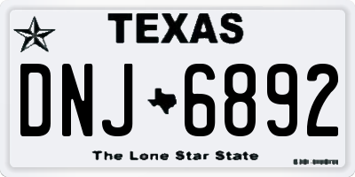 TX license plate DNJ6892