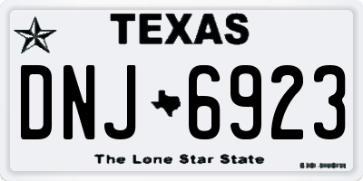 TX license plate DNJ6923