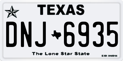 TX license plate DNJ6935