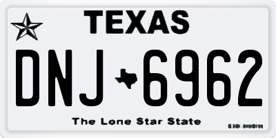 TX license plate DNJ6962