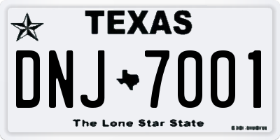 TX license plate DNJ7001
