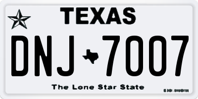 TX license plate DNJ7007