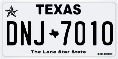 TX license plate DNJ7010
