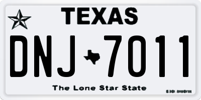 TX license plate DNJ7011