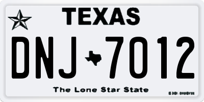 TX license plate DNJ7012
