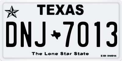TX license plate DNJ7013