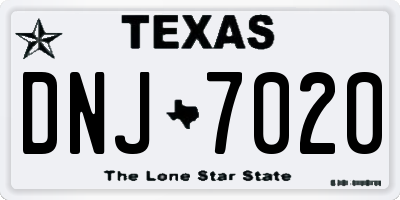 TX license plate DNJ7020