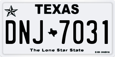 TX license plate DNJ7031