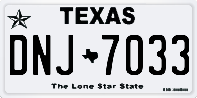 TX license plate DNJ7033