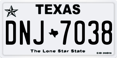 TX license plate DNJ7038