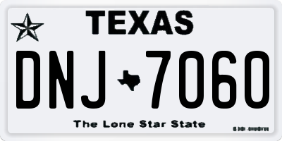TX license plate DNJ7060