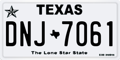 TX license plate DNJ7061