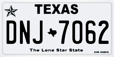 TX license plate DNJ7062