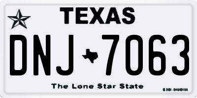 TX license plate DNJ7063