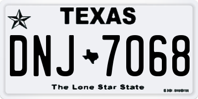 TX license plate DNJ7068