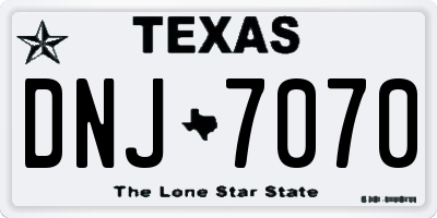 TX license plate DNJ7070