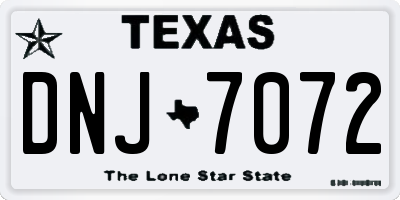 TX license plate DNJ7072