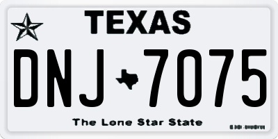 TX license plate DNJ7075