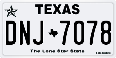 TX license plate DNJ7078