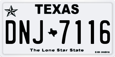 TX license plate DNJ7116
