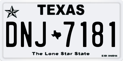 TX license plate DNJ7181