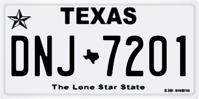 TX license plate DNJ7201