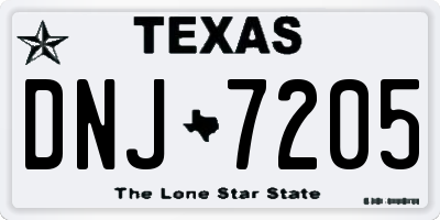 TX license plate DNJ7205