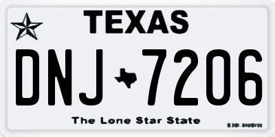 TX license plate DNJ7206