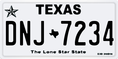 TX license plate DNJ7234