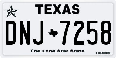 TX license plate DNJ7258