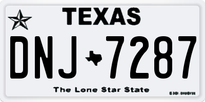 TX license plate DNJ7287