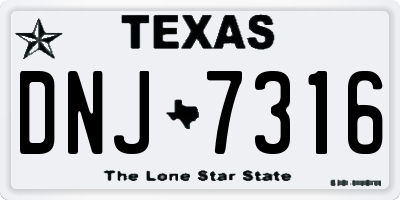 TX license plate DNJ7316