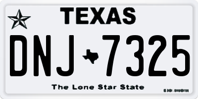TX license plate DNJ7325