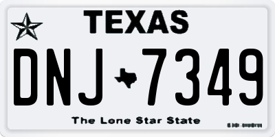 TX license plate DNJ7349