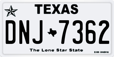 TX license plate DNJ7362