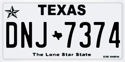 TX license plate DNJ7374